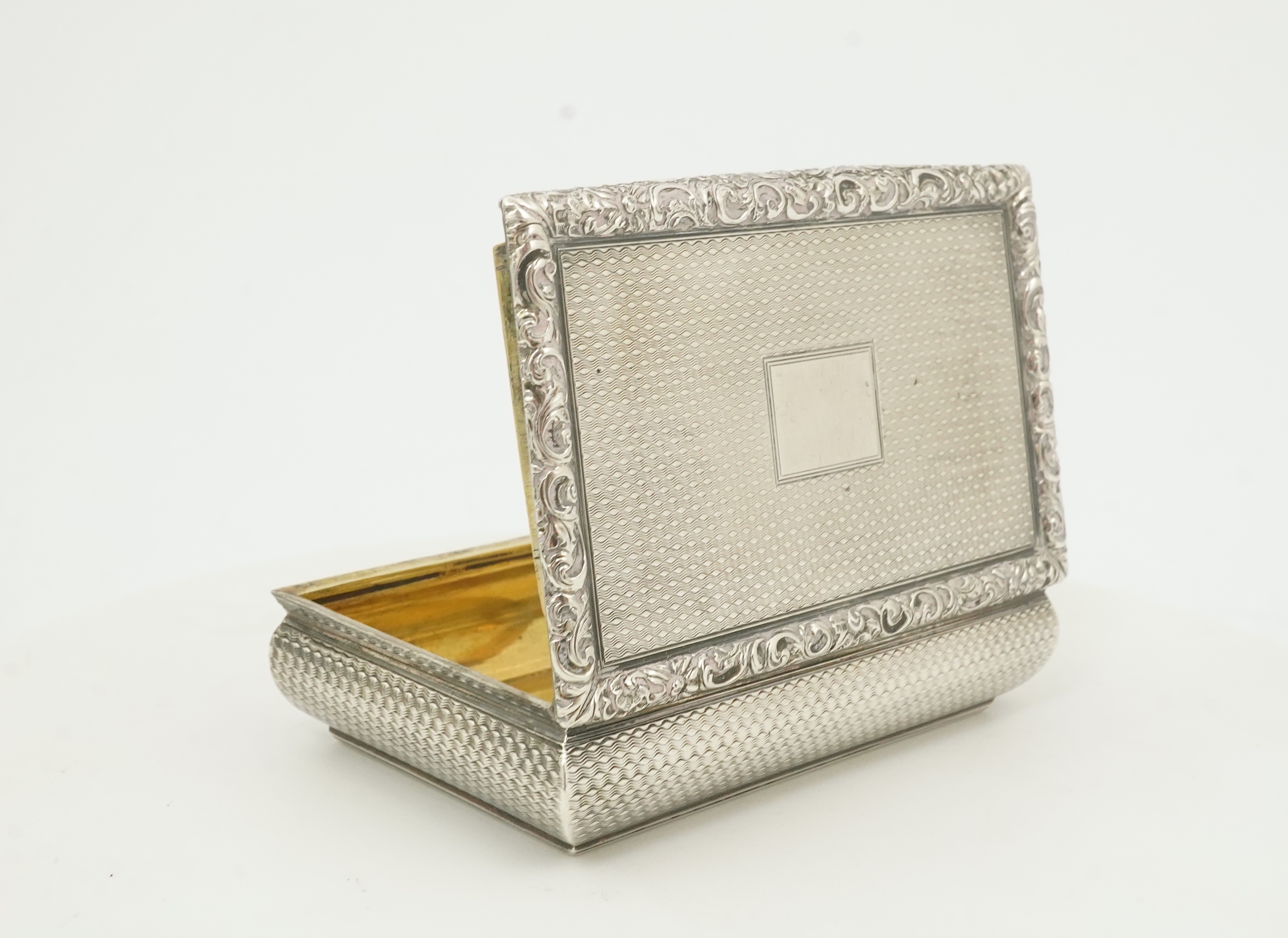 A William IV Scottish engine turned silver rectangular snuff box, by James Nasmyth